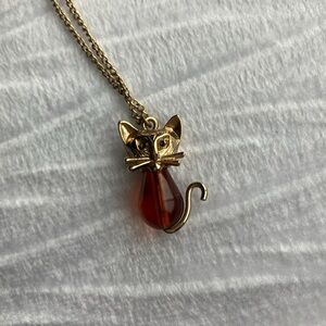 1976 Sarah Coventry Youth Line Goldtone Cat Pendant Necklace